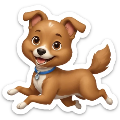smiling emoji dog delivering a resume, mid-run, minimal details sticker