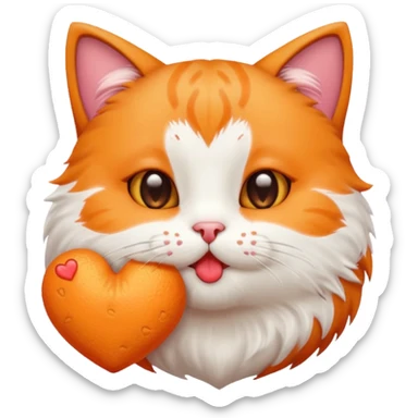 A cute circular cat blowing a smooch kiss with heart and little bite on the lower lip sticker