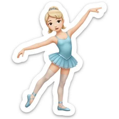 Una chica con vestuario de bailarina urbana con las piernas flexionadas, el dedo índice en la boca, el tren superior inclinado hacia la izquierda y con la cadera proyectada hacia la izquierda sticker