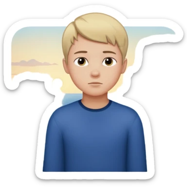 An Emoji of boy with short hair, who can be described by three words: perfectionist, air, ocean sticker