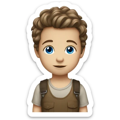 toddler boy brown hair blue eyes  sticker