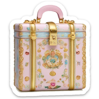 Dolce and Gabbana small box bag with colourful pastel ornament print and golden detais  sticker