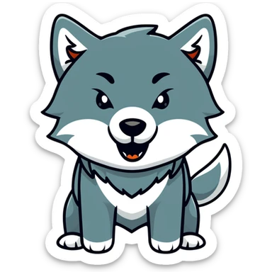 Wolf howling with awooo coming from its mouth sticker