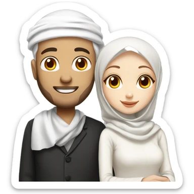 Girl with white hijab and islamische man with white Skin Married  sticker