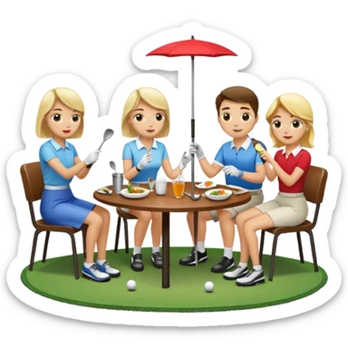 2 girls and 2 guys golfing and eating dinner together today sticker