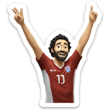 Arda Güler celebrating a goal: his right hand firmly placed on his chest while his left hand is raised and pointing towards the sky, capturing a moment of youthful exuberance, gratitude, and joy sticker