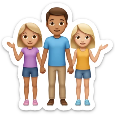 A guy in the center who hold hands to two other gurls sticker