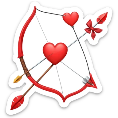 red bow and arrow with heart sticker