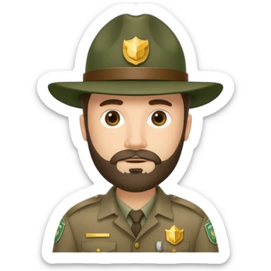 Male Park Ranger with beard  sticker