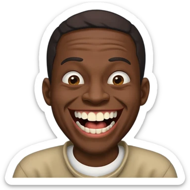 A black habshi man with ugly crooked broken teeth laughing sticker