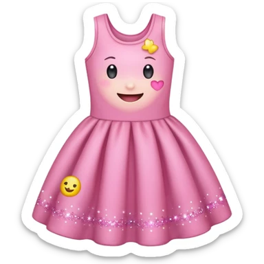 cute kawaii dress with happy smiling face and sparkles emoji style sticker