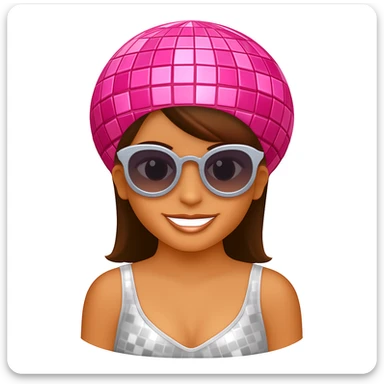 Change the disco ball to pink color, keep the rest the same, in the style of emoji (apple style emojis) sticker