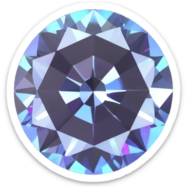 round cut white diamond with subtle holographic glow sticker