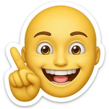 Emoji tête jaune avec un sourire et le doigt sur les dents  sticker
