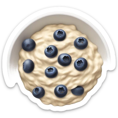 a white oatmeal bowl with some blueberry’s in it sticker