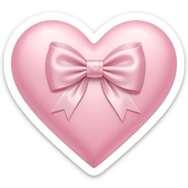 Pastel pink heart with white bow sticker