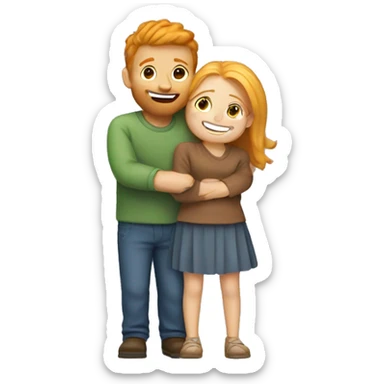 couple hug with warm smiles blonde girl and ginger man  sticker