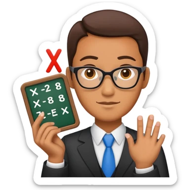 Math teacher with multiplication, addition, subtraction, and division symbols sticker