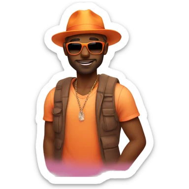 playa con atardecer rosa y naranja  sticker