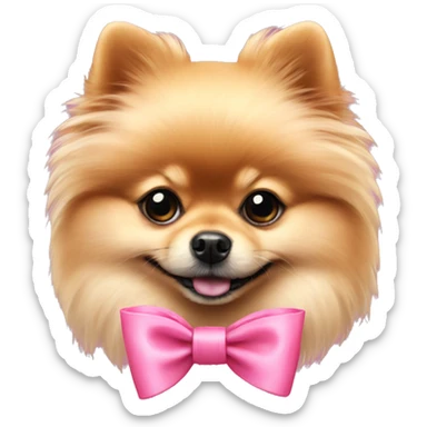 Pomeranian pink bow around neck sticker