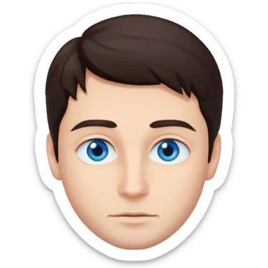 homme yeux bleu azur cheveux brun foncé sticker