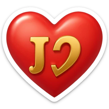 A red heart with the letter "J" in the middle sticker