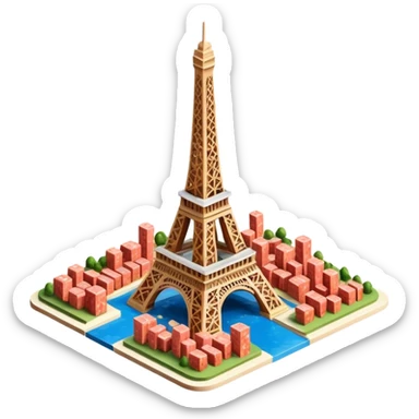  eiffel tower made of SPAM meat city  landscape  sticker