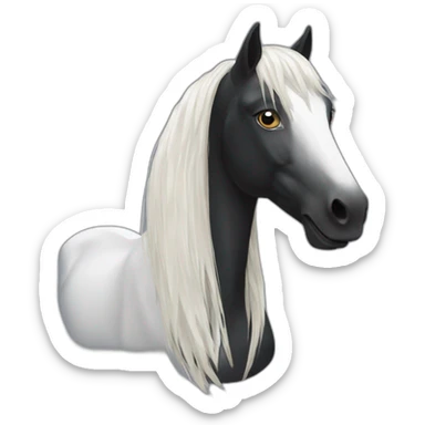 black horse’s head with ling mane and white  sticker