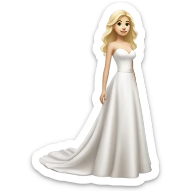 Beautiful finish blonde girl with from height wedding dress sticker