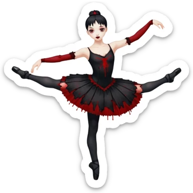 A pretty and beautiful gothic ballet emoji with a full body and bloody pose sticker