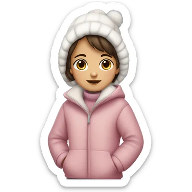winter, christmas, hispanic, short brown hair, little girl, brown eyes, child, full body, pink sweater coat sticker