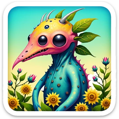 solarpunk - hieronymus bosch phantasmagoric creatures from the garden of earthly delights sticker