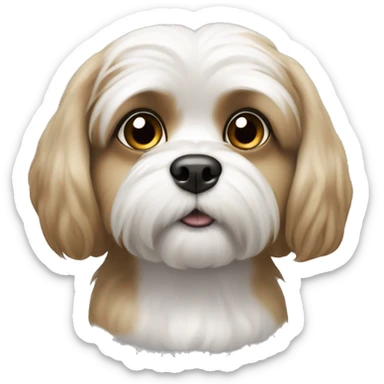 Shitzu dog is white in color with some light brown color. He has a little long ears and big eyes sticker