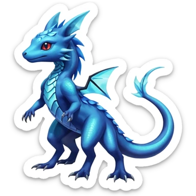 Anthropomorphic Shiny Iridescent Colorful Dark Shiny Exotic Salandit-Aurorus-Glaceon-Fakémon-hybrid-creature (full body)  sticker