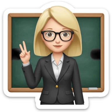 teacher  with a blackboard in the background, full body sticker