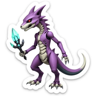 Shiny Futuristic Badass Edgy Dark Evil Spectral Dusky Spooky Skeletal Cool Hot Stylish Handsome Marowak-Darkrai-Genesect-Fakémon-fusion (full body) sticker