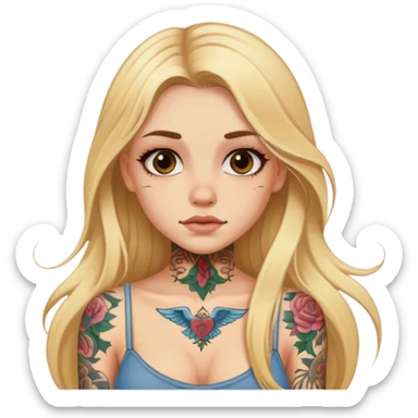 girl with long blonde hair and tattoos sticker