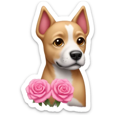 un perrito con un moñito rosa  sticker