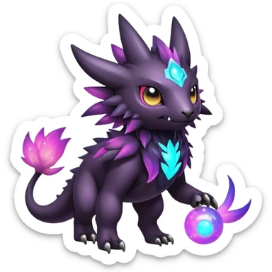 Cute cool colorful dark nebula fantasy-Fakemon-Digimon-animal-hybrid full body sticker