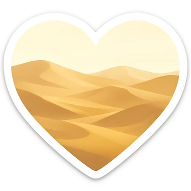 heart with golden desert dunes, clean digital illustration sticker
