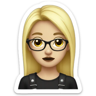 Crying-goth-girl-dark-hair-with-glasses-black-tshirt sticker