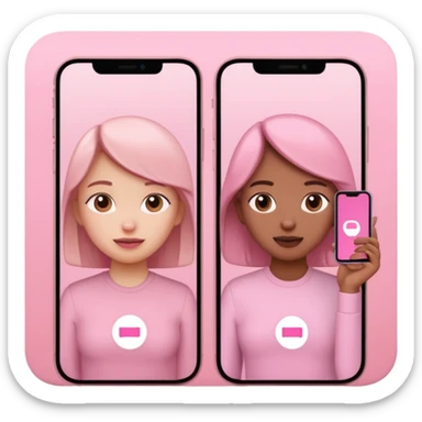 pink video call between 2 people on different phone sticker