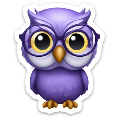 A violet owl wearing glasses, she looks like a professor. She teaches English sticker