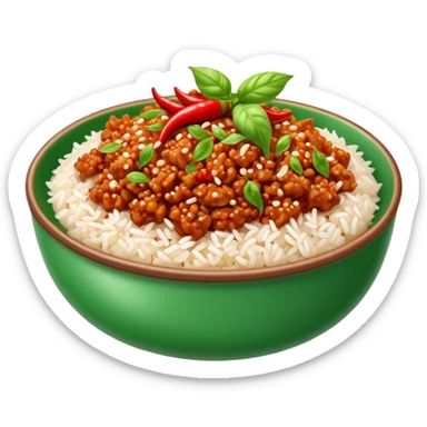 thai chilli minced pork rice with basil leaves  sticker