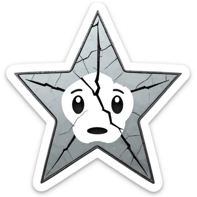 Minimalist emoji-style sticker of a cracked Walk of Fame star with a faint claw mark coming from below, grayscale and ash tones


 sticker