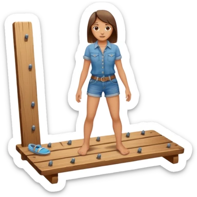 barefoot standing on a wooden board with nails sticker