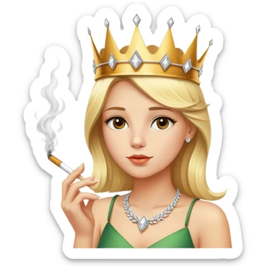 A Blondie, beautiful girl with a cigarette of wheat with a crown of diamond sticker