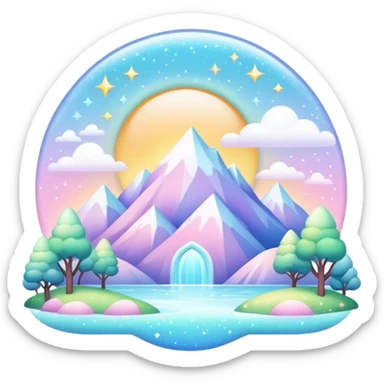 Pastel divine glistening glossy sparkly shiny glittery scenery  sticker