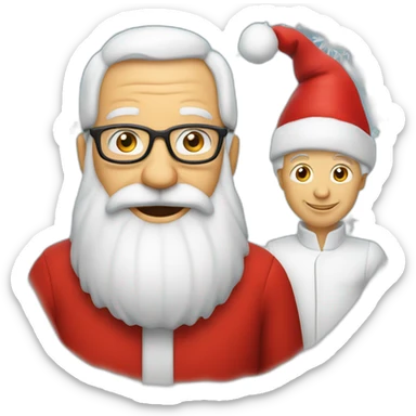 père noël avec un ordianteur sticker