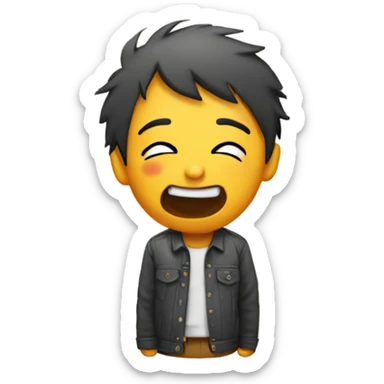 Emoticon puckering giving peace sign sticker